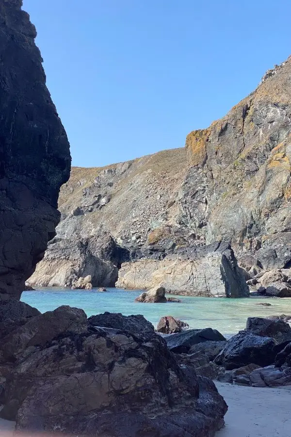 Blue waters at Kynance Cove in Cornwall