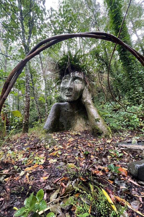 Sculpture at Eden Project on a wet September day