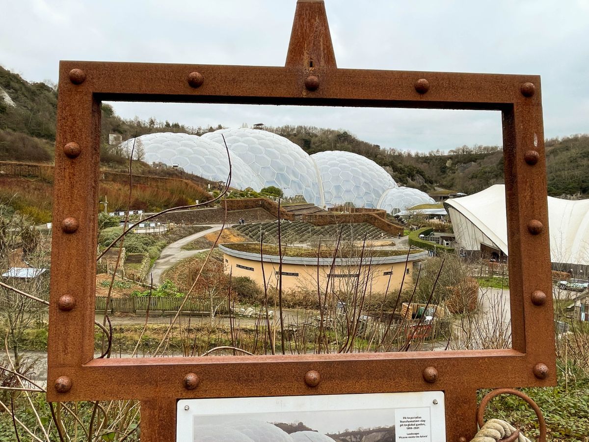 View of the biomes at Eden Project in Cornwall in January